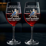 Custom Stemmed Wine Glass - Personalized Retirement Gifts For Women, Men - Retired And Relaxed