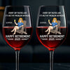 Custom Stemmed Wine Glass - Personalized Retirement Gifts For Women, Men - Retired And Relaxed