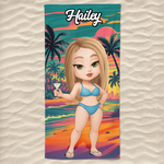 Custom Beach Towel - Personalized Summer Vacation And Travel Gifts For Women, Men - Sandy Toes, Sassy Nose