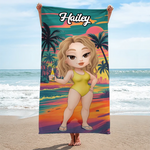 Custom Beach Towel - Personalized Summer Vacation And Travel Gifts For Women, Men - Sandy Toes, Sassy Nose