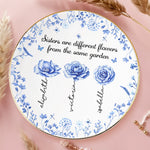 Custom Full-Print Round Jewelry Dish - Personalized Best Friend Birthday Gifts For Women - Unique Blooms From One Shared Garden