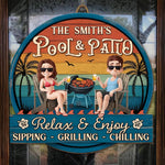 Custom Name Pool and Patio Gifts for Couples - Personalized Wood Sign