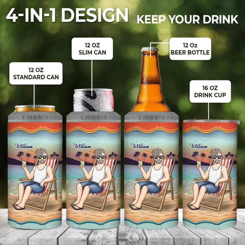 Custom 4 In 1 Can Cooler Tumbler - Personalized Retirement Gifts For Women, Men - Goodbye Tension, Hello Pension