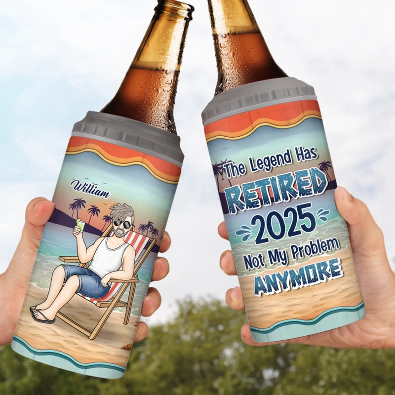 Custom 4 In 1 Can Cooler Tumbler - Personalized Retirement Gifts For Women, Men - Goodbye Tension, Hello Pension