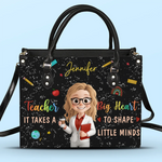 Custom Leather Handbag - Personalized Birthday Gifts For Teachers - Teaching Is A Work Of Heart