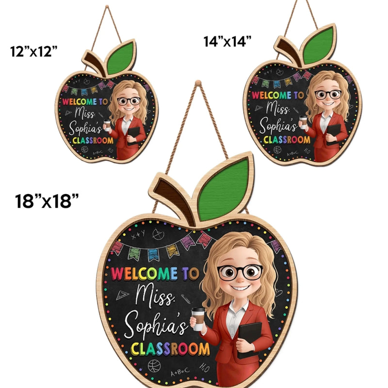 Custom Wood Sign - Personalized Back To School Gifts For Teachers - Knowledge Begins Behind This Door