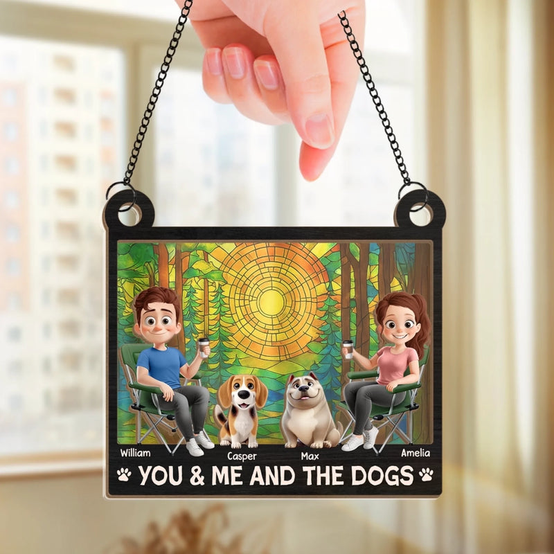 Custom Window Hanging Suncatcher Ornament - Personalized Anniversary Wedding Gifts For Husband And Wife, Dog Dad And Mom - Together With Our Pack