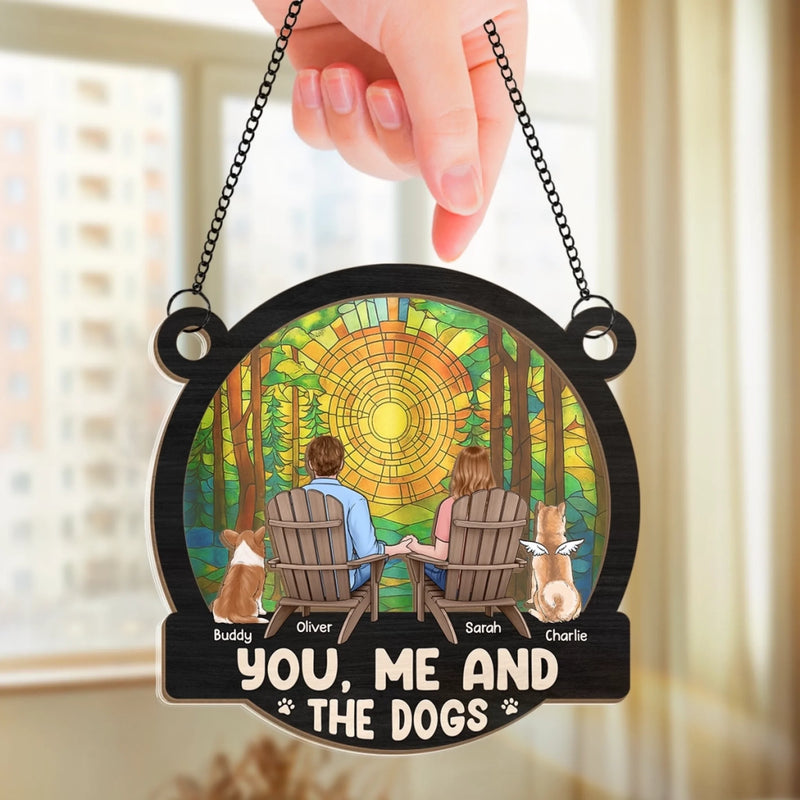 Custom Window Hanging Suncatcher Ornament - Personalized Anniversary Wedding Gifts For Husband And Wife, Dog Dad And Mom - You, Me, And A Whole Lot Of Woof