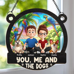 Custom Window Hanging Suncatcher Ornament - Personalized Anniversary Wedding Gifts For Family - Stay Pawsitive, Stay Together