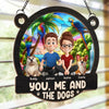 Custom Window Hanging Suncatcher Ornament - Personalized Anniversary Wedding Gifts For Husband And Wife, Dog Dad And Mom - Stay Pawsitive, Stay Together