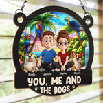 Custom Window Hanging Suncatcher Ornament - Personalized Anniversary Wedding Gifts For Family - Stay Pawsitive, Stay Together