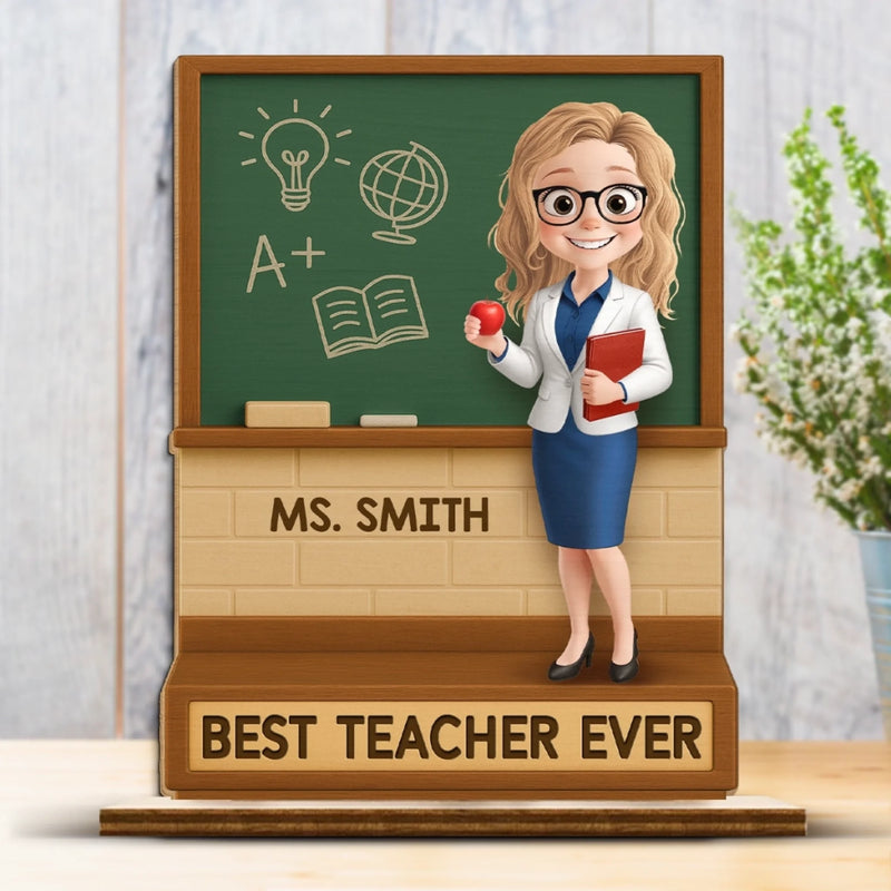 Custom 2-Layered Wooden Plaque - Personalized Back To School Gifts For Teachers - Discover, Grow, And Shine Here