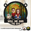 Custom Window Hanging Suncatcher Ornament - Personalized Anniversary Wedding Gifts For Husband And Wife, Dog Dad And Mom - Stay Pawsitive, Stay Together