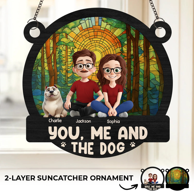 Custom Window Hanging Suncatcher Ornament - Personalized Anniversary Wedding Gifts For Husband And Wife, Dog Dad And Mom - Stay Pawsitive, Stay Together