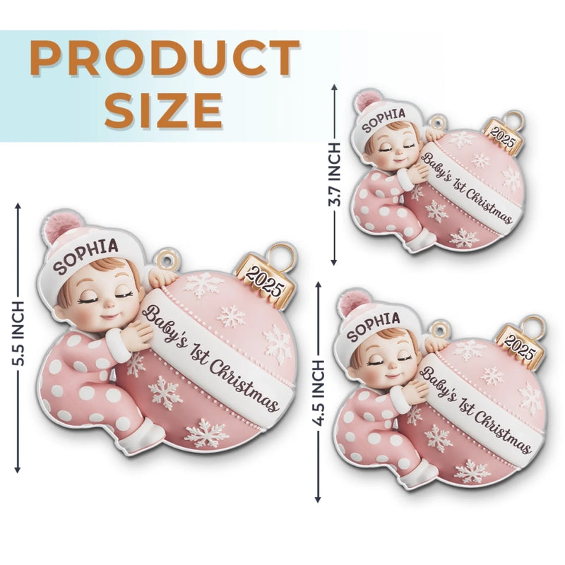 Custom Acrylic Ornament - Personalized Christmas Baby Shower, Gender Reveal Gifts For New Moms, New Dads, New Parents - First Christmas Magic Begins