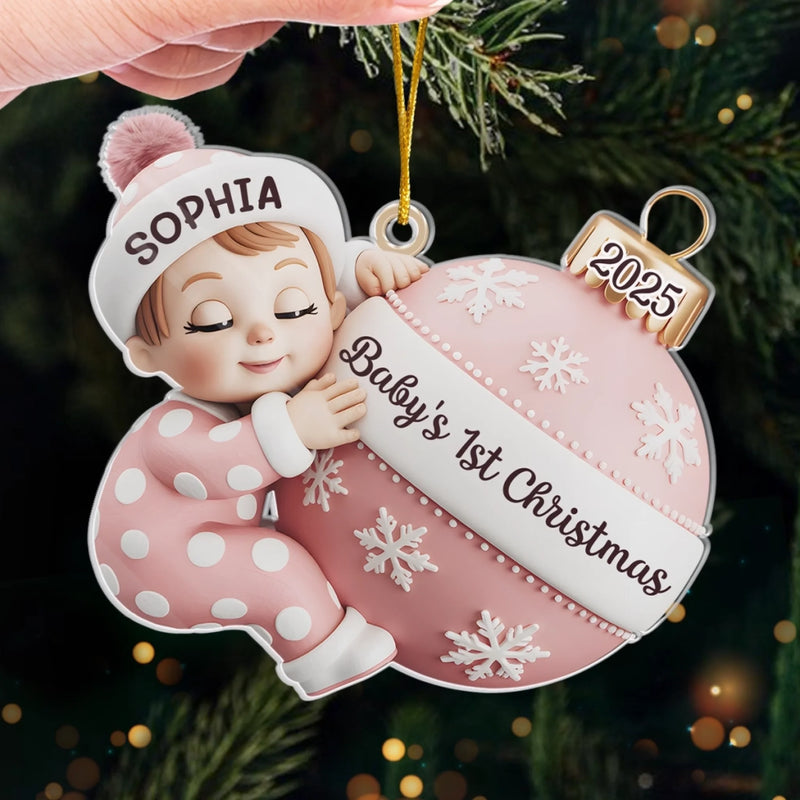 Custom Acrylic Ornament - Personalized Christmas Baby Shower, Gender Reveal Gifts For New Moms, New Dads, New Parents - First Christmas Magic Begins