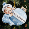 Custom Acrylic Ornament - Personalized Christmas Baby Shower, Gender Reveal Gifts For New Moms, New Dads, New Parents - First Christmas Magic Begins