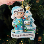 Custom Acrylic Ornament - Personalized Christmas Baby Shower, Gender Reveal Gifts For New Moms, New Dads, Grandparent - Stockings, Snows, And Baby Giggles