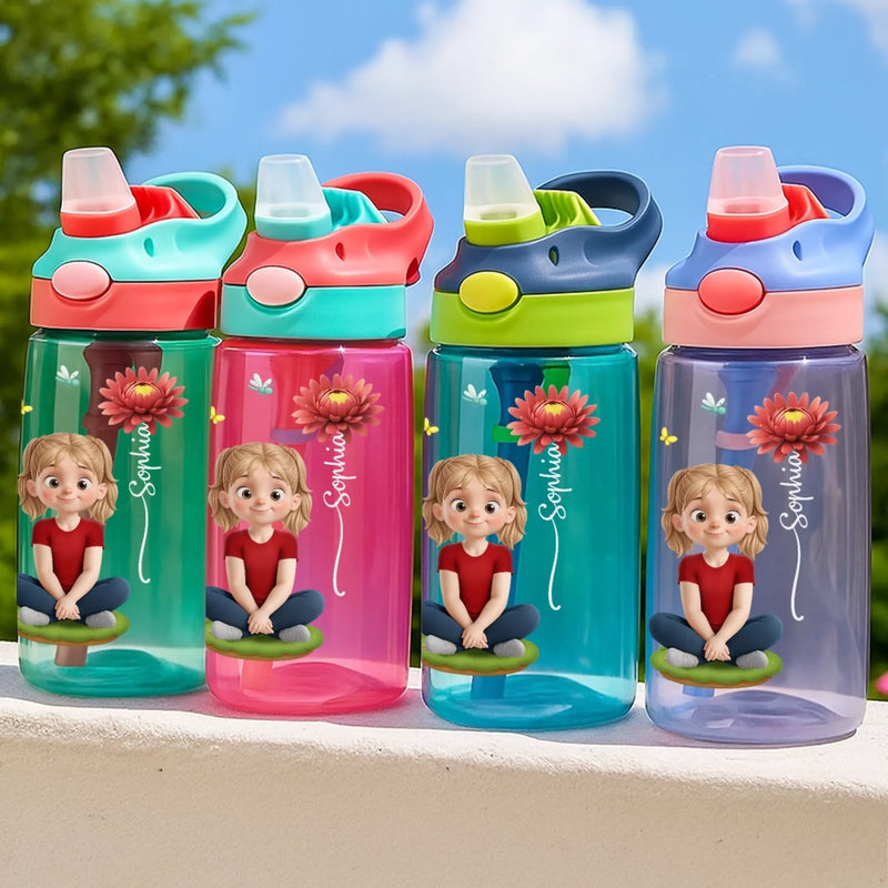Custom 16oz Plastic Kids Water Bottle - Personalized Back To School Gifts For Kids - Kids Blossom With Every Drink
