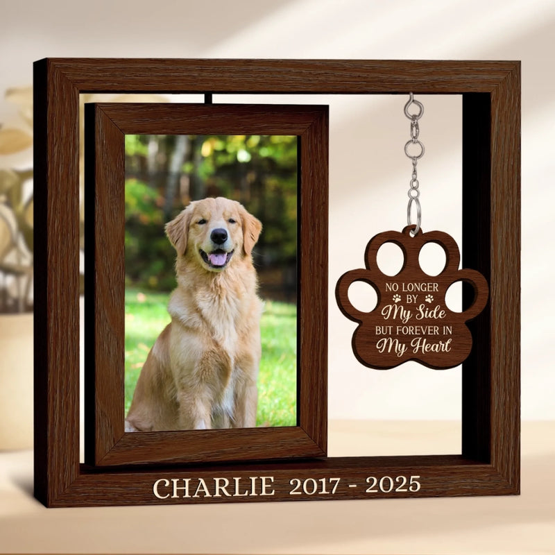 Custom Photo Rotating Wooden Frame - Personalized Pet Memorial Gifts For Dogs, Cats - Forever In My Heart