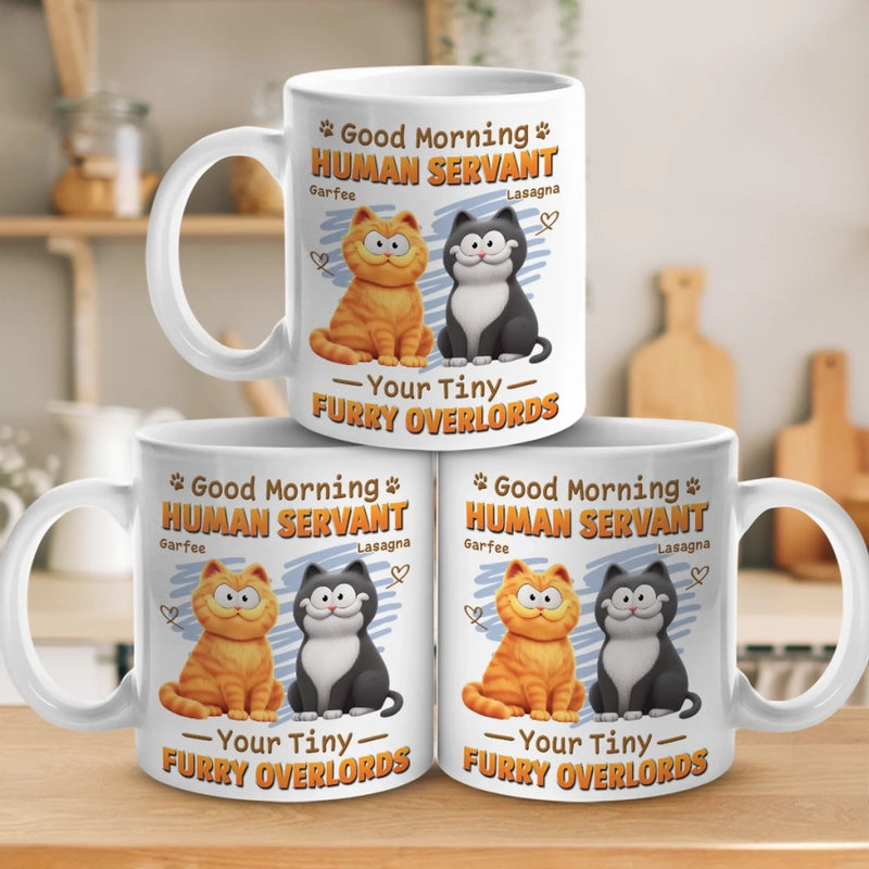 Custom Mug - Personalized Birthday Gifts For Cat Lovers, Cat Mom And Dad - Good Morning Human Servant
