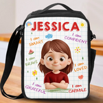 Custom Kids Lunch Bag - Personalized Back To School Gifts For Kids, Daughters, Granddaughters - Ready To Conquer First Grade