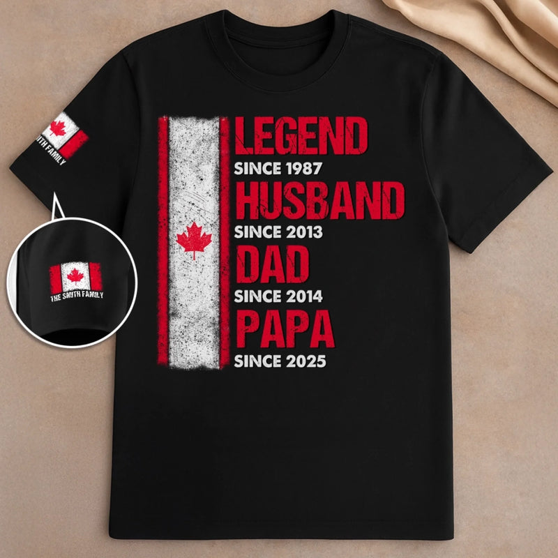 Custom Unisex T-Shirt With Design On Sleeve - Personalized Birthday Gifts For Dad, Grandpa - Timeless Love In Every Tribute