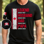 Custom Unisex T-Shirt With Design On Sleeve - Personalized Birthday Gifts For Dad, Grandpa - Timeless Love In Every Tribute