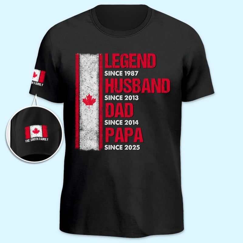 Custom Unisex T-Shirt With Design On Sleeve - Personalized Birthday Gifts For Dad, Grandpa - Timeless Love In Every Tribute