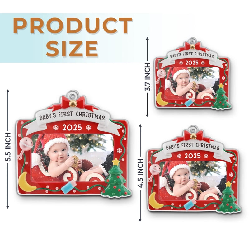 Custom Photo Acrylic Ornament - Personalized Christmas Baby Shower, Gender Reveal Gifts For New Moms, New Dads, New Parents - First Christmas, Forever Loved