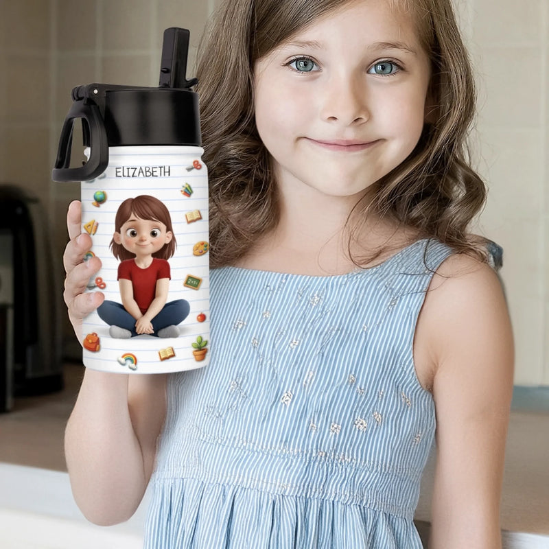 Custom Kid Water Bottle - Personalized Back To School Gifts For Kids - School Days, Cool Sips