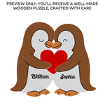 Penguin Shaped Wooden Art Puzzle - Personalized Anniversary Wedding Gifts For Couple, Wife, Husband - We Are Together, Couple Birthday Gifts For Him And Her