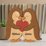 Penguin Shaped Wooden Art Puzzle - Personalized Anniversary Wedding Gifts For Couple, Wife, Husband - We Are Together, Couple Birthday Gifts For Him And Her