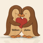 Penguin Shaped Wooden Art Puzzle - Personalized Anniversary Wedding Gifts For Couple, Wife, Husband - We Are Together, Couple Birthday Gifts For Him And Her