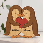 Penguin Shaped Wooden Art Puzzle - Personalized Anniversary Wedding Gifts For Couple, Wife, Husband - We Are Together, Couple Birthday Gifts For Him And Her