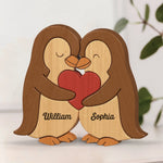 Penguin Shaped Wooden Art Puzzle - Personalized Anniversary Wedding Gifts For Couple, Wife, Husband - We Are Together, Couple Birthday Gifts For Him And Her