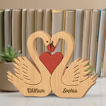 Custom Swan Shaped Wooden Art Puzzle - Personalized Anniversary Wedding Gifts For Couple - Found My Forever