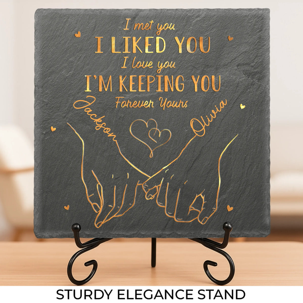 My Heart Is Perfect Because You Are Inside - Couple Personalized Custom Square Shaped Stone With Stand - Gift For Husband Wife, Anniversary