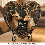 Custom Name Deer Couple Gifts for Couples - Personalized Stone With Stand