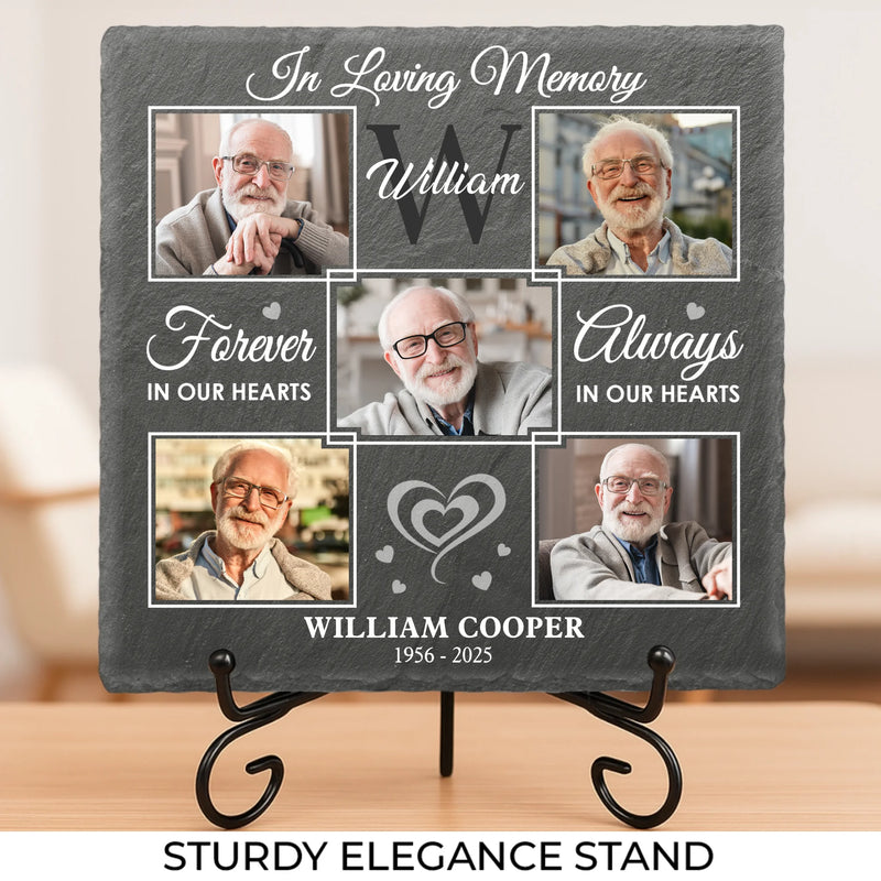 Custom Photo A Cherished Reminder Of Love That Connects Us - Memorial Personalized Custom Square Shaped Stone With Stand - Sympathy Gift For Family Members