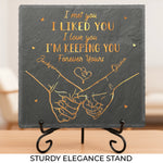 From Our First Kiss Till Our Last Breath - Couple Personalized Custom Square Shaped Stone With Stand - Christmas Gift For Husband Wife, Anniversary, First Christmas