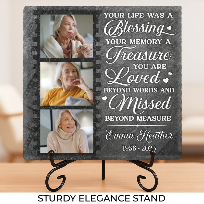Custom Photo Remembering Our Love That Guides Us Forever - Memorial Personalized Custom Square Shaped Stone With Stand - Sympathy Gift For Family Members