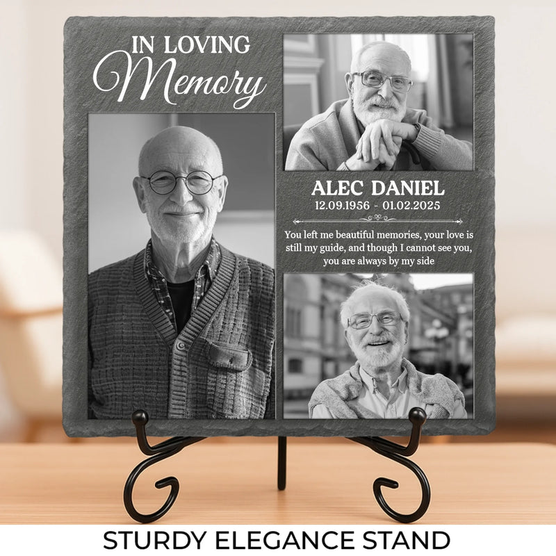 Custom Photo Your Love Is Still My Guide - Memorial Personalized Custom Square Shaped Stone With Stand - Sympathy Gift For Family Members