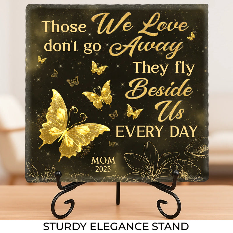 Custom Photo They Fly Beside Us Every Day - Memorial Personalized Custom Square Shaped Stone With Stand - Sympathy Gift For Family Members
