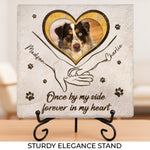 Custom Photo The Paw Prints You Left Will Stay Forever - Memorial Personalized Custom Square Shaped Stone With Stand - Sympathy Gift For Pet Owners, Pet Lovers
