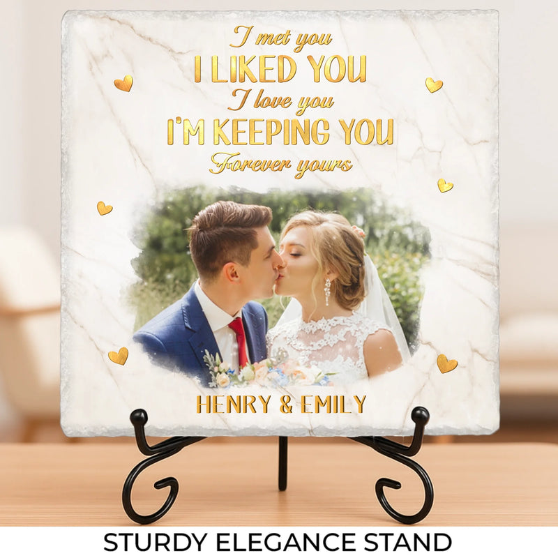 Custom Photo I Love You Today, Tomorrow, Forever - Couple Personalized Custom Square Shaped Stone With Stand - Christmas Gift For Husband Wife, Anniversary