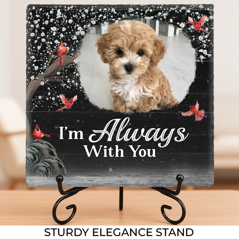 Custom Photo My Angel With Paws - Memorial Personalized Custom Square Shaped Stone With Stand - Sympathy Gift For Pet Owners, Pet Lovers