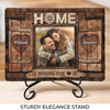 Custom Photo Home Is Where The Heart Is - Couple Personalized Custom Rectangle Shaped Stone With Stand - Gift For Husband Wife, Anniversary