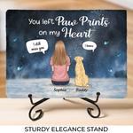 They Left Paw Prints On My Heart - Memorial Personalized Custom Rectangle Shaped Stone With Stand - Sympathy Gift For Pet Owners, Pet Lovers