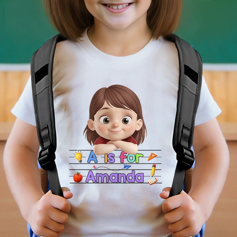 Custom Kids T-shirt - Personalized Back To School Gifts For Kids - Learning Starts With Me